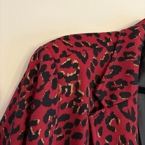 Susan Graver Women Plus SZ 2X Red Cheetah Print 1-Button Lined Blazer Jacket - Picture 6 of 10